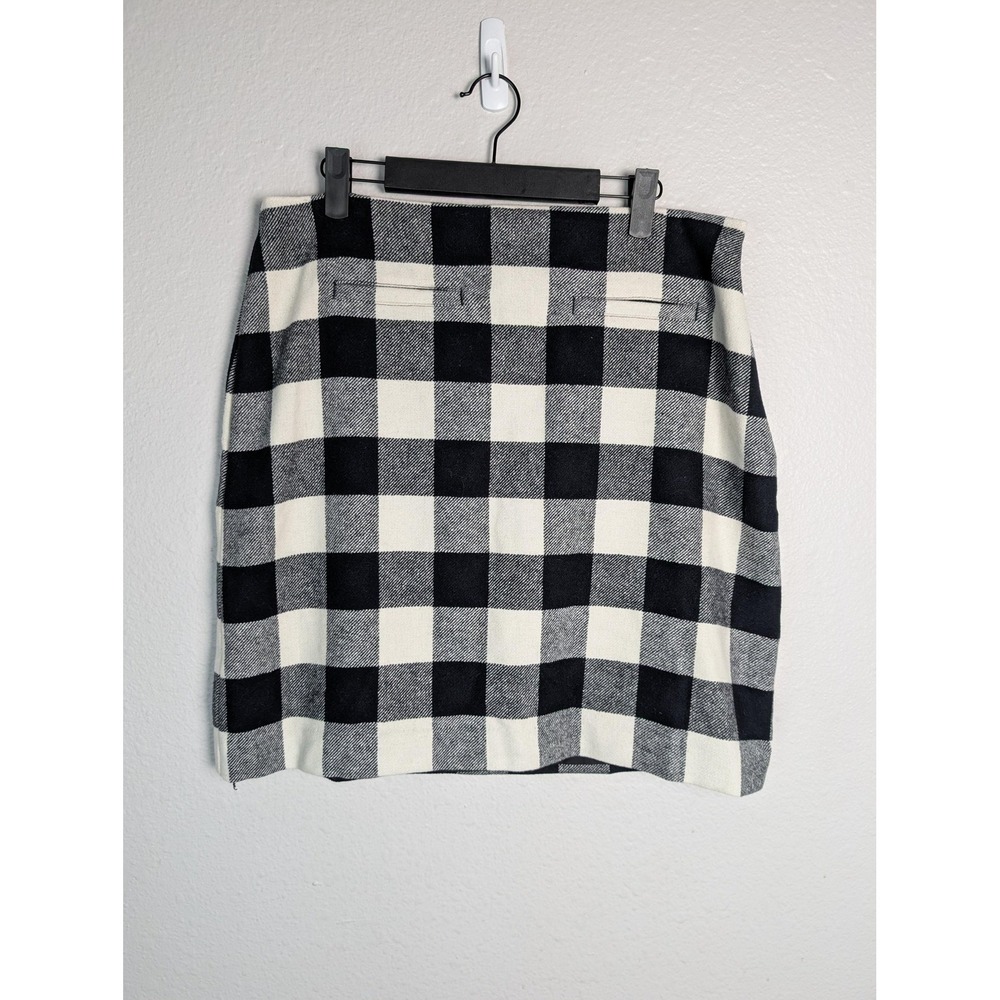 Talbots Skirt Womens 14P Black Check Straight Pencil Short Lined Tweed Zip